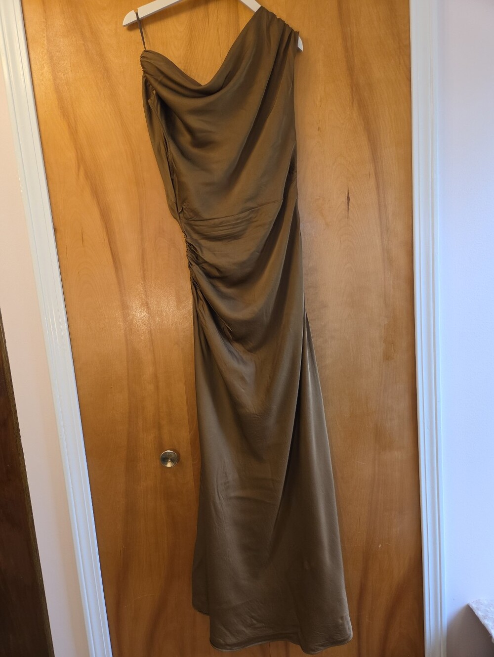 A.L.C. Women's Satin Penny Dress in Aged Bronze, Size 6, $595 - Picture 7 of 15